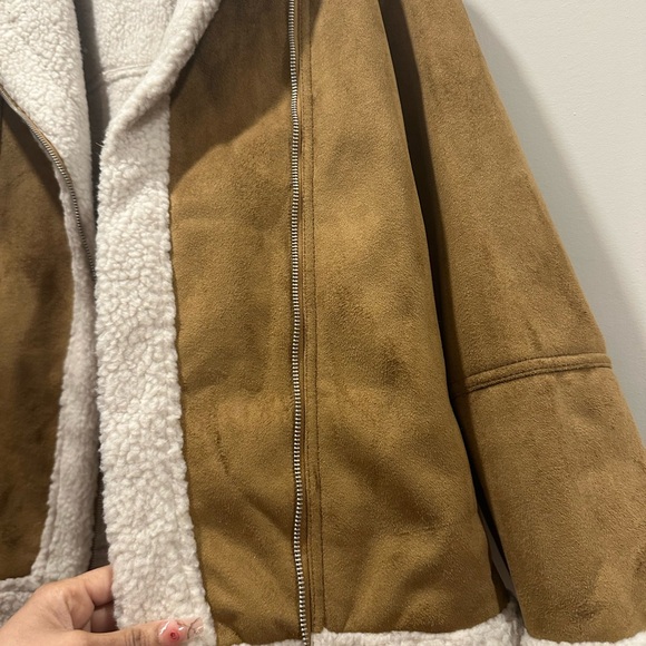 Brown and Cream Shearling Jacket - Picture 3 of 5